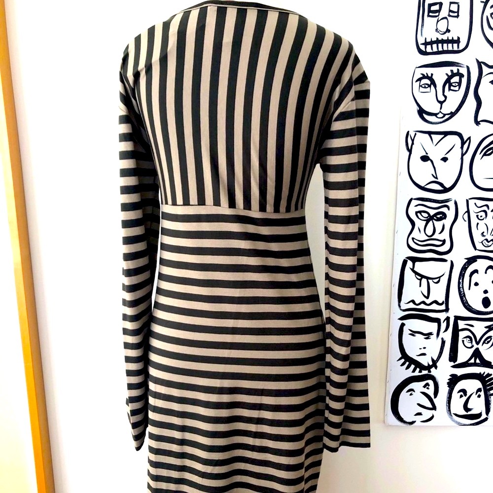 Andrea Saletto Dress Midi Striped Long Sleeve Slimming Stretchy Flattering Comfy - Picture 1 of 7